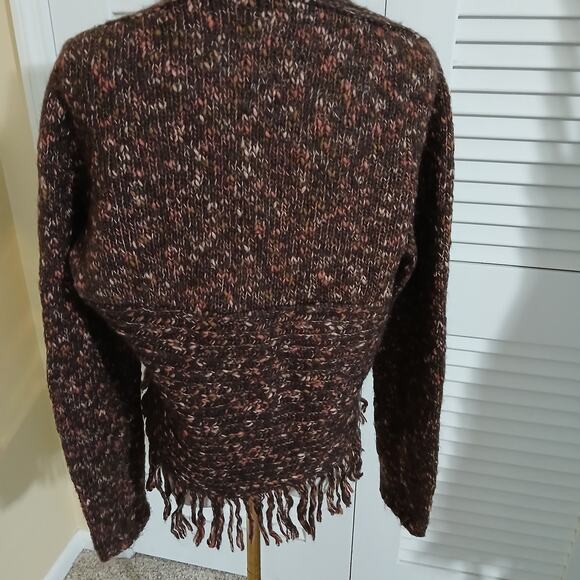 Per Una L Made in Italy Mohair/Wool plus blend Brown Speckled Cardigan Fringed - Picture 9 of 16
